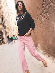 Boden Blue Embroidered 100% Cotton Jumper - Image 1 of 6