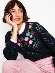 Boden Blue Embroidered 100% Cotton Jumper - Image 2 of 6