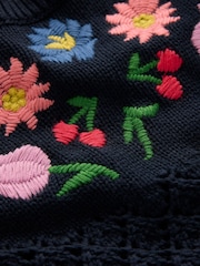 Boden Blue Embroidered 100% Cotton Jumper - Image 6 of 6