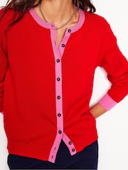 Boden Red Lara Relaxed 100% Cotton Cardigan - Image 2 of 6