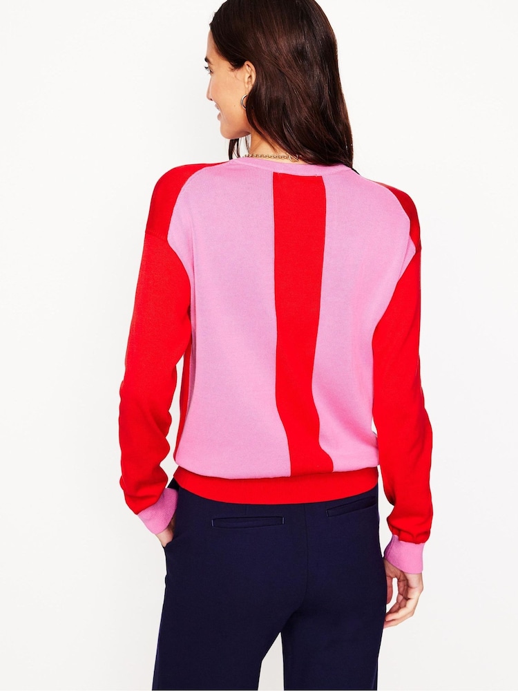 Boden Red Lara Relaxed 100% Cotton Cardigan - Image 3 of 6
