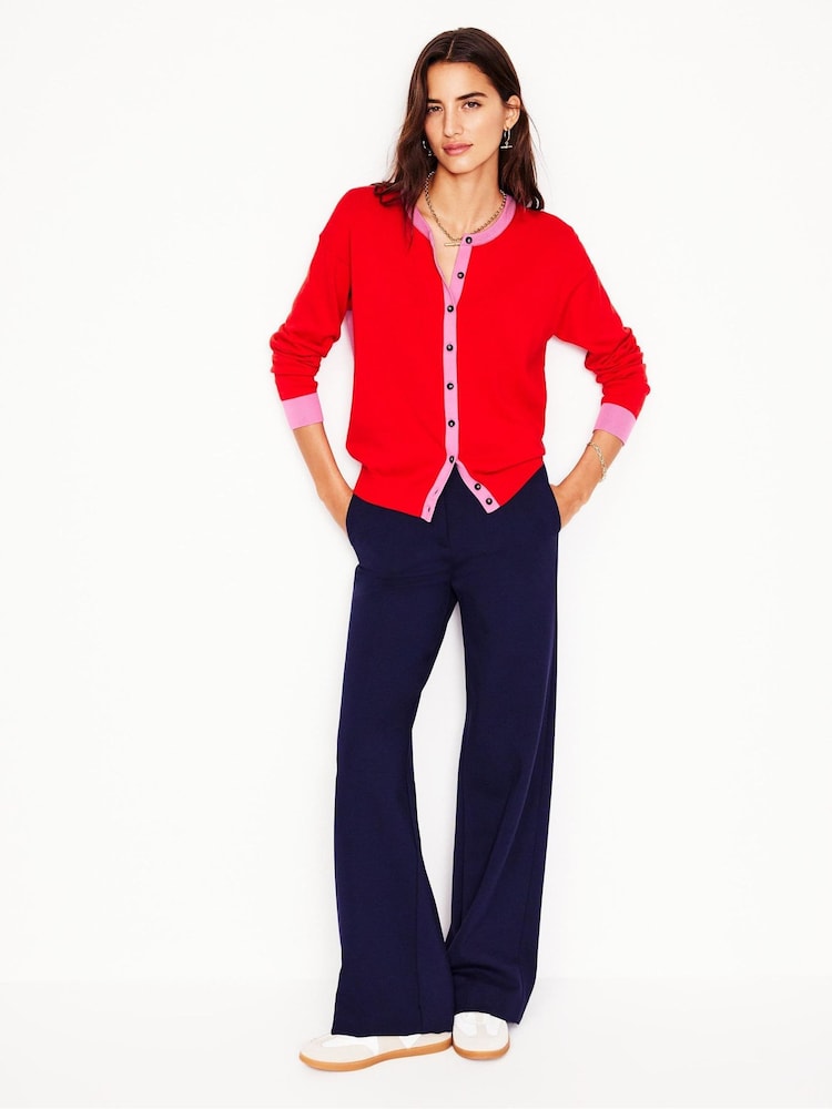 Boden Red Lara Relaxed 100% Cotton Cardigan - Image 4 of 6