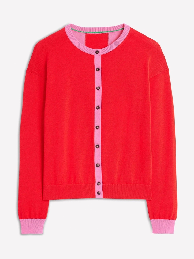 Boden Red Lara Relaxed 100% Cotton Cardigan - Image 5 of 6