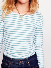 Boden Blue Ella Long Sleeve Breton 100% Cotton T-Shirt - Image 2 of 5