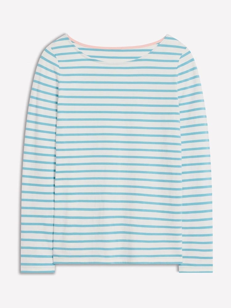 Boden Blue Ella Long Sleeve Breton 100% Cotton T-Shirt - Image 5 of 5