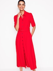 Boden Red Fashion Ponte Shirt Dress - Image 1 of 6