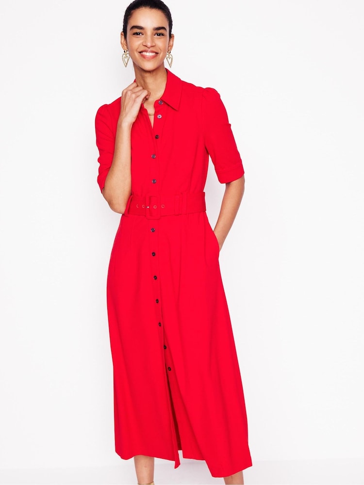 Boden Red Fashion Ponte Shirt Dress - Image 1 of 6