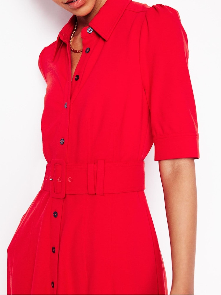 Boden Red Fashion Ponte Shirt Dress - Image 2 of 6