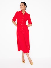 Boden Red Fashion Ponte Shirt Dress - Image 4 of 6