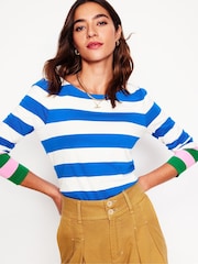 Boden Blue Ella Long Sleeve Breton 100% Cotton T-Shirt - Image 1 of 5