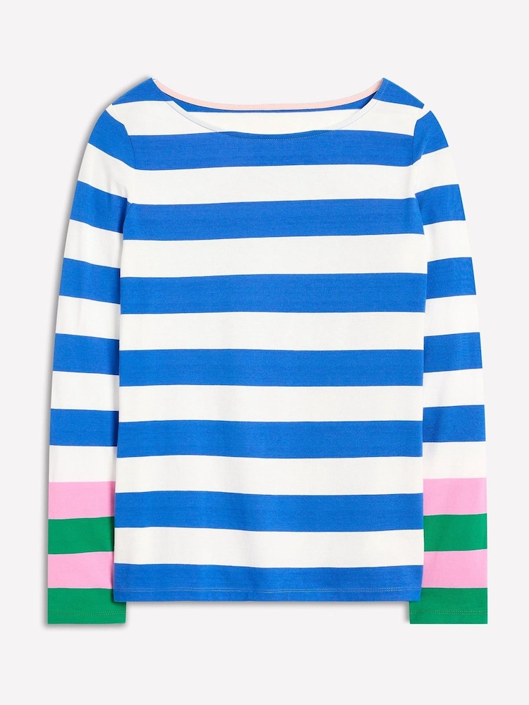 Boden Blue Ella Long Sleeve Breton 100% Cotton T-Shirt - Image 5 of 5