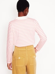 Boden Pink Frill Neck Breton 100% Cotton Top - Image 3 of 5