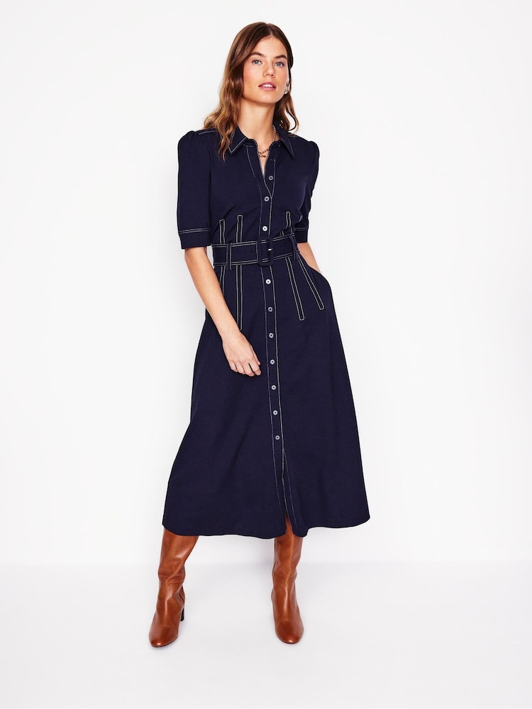 Boden Blue Fashion Ponte Shirt Dress - Image 1 of 5