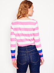 Boden Pink Ella Long Sleeve Breton 100% Cotton T-Shirt - Image 3 of 5