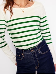 Boden Green Ella Long Sleeve Breton 100% Cotton T-Shirt - Image 2 of 6