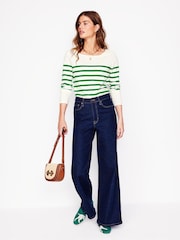 Boden Green Ella Long Sleeve Breton 100% Cotton T-Shirt - Image 4 of 6