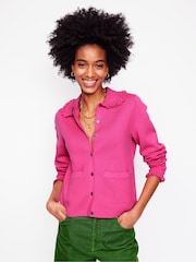 Boden Pink Jessie Frill Collared Cardigan - Image 1 of 6