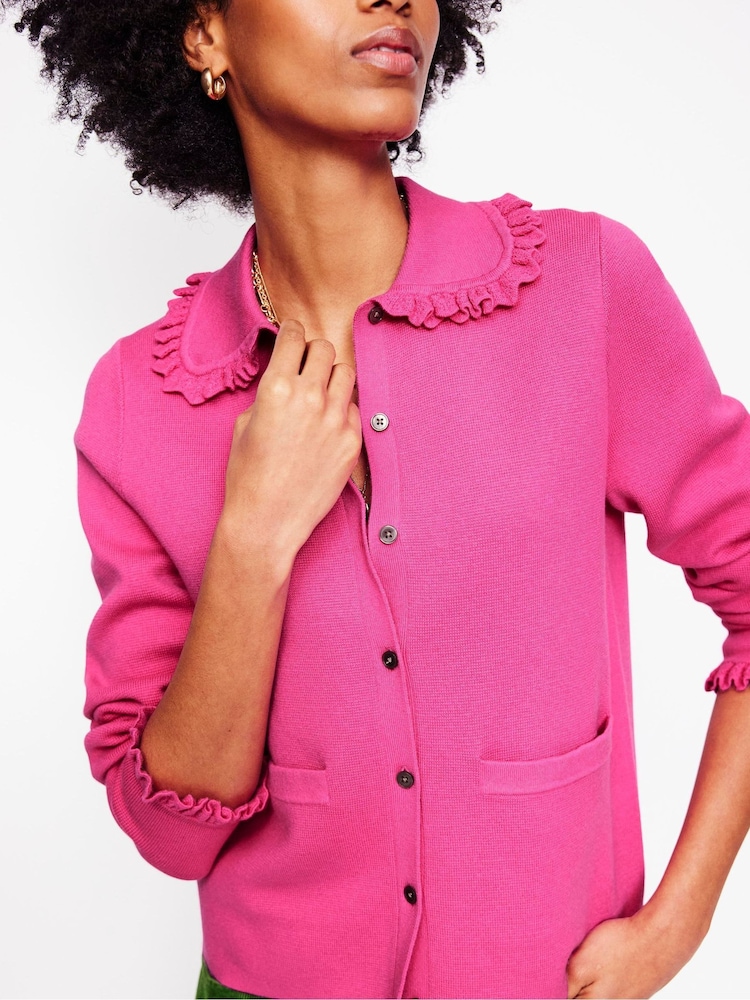 Boden Pink Jessie Frill Collared Cardigan - Image 2 of 6