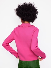 Boden Pink Jessie Frill Collared Cardigan - Image 3 of 6