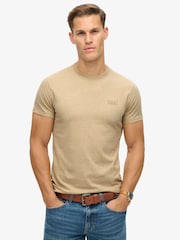 Hellbraun meliert - Superdry Essential T-Shirt mit Logostickerei - Bild 1 von 6