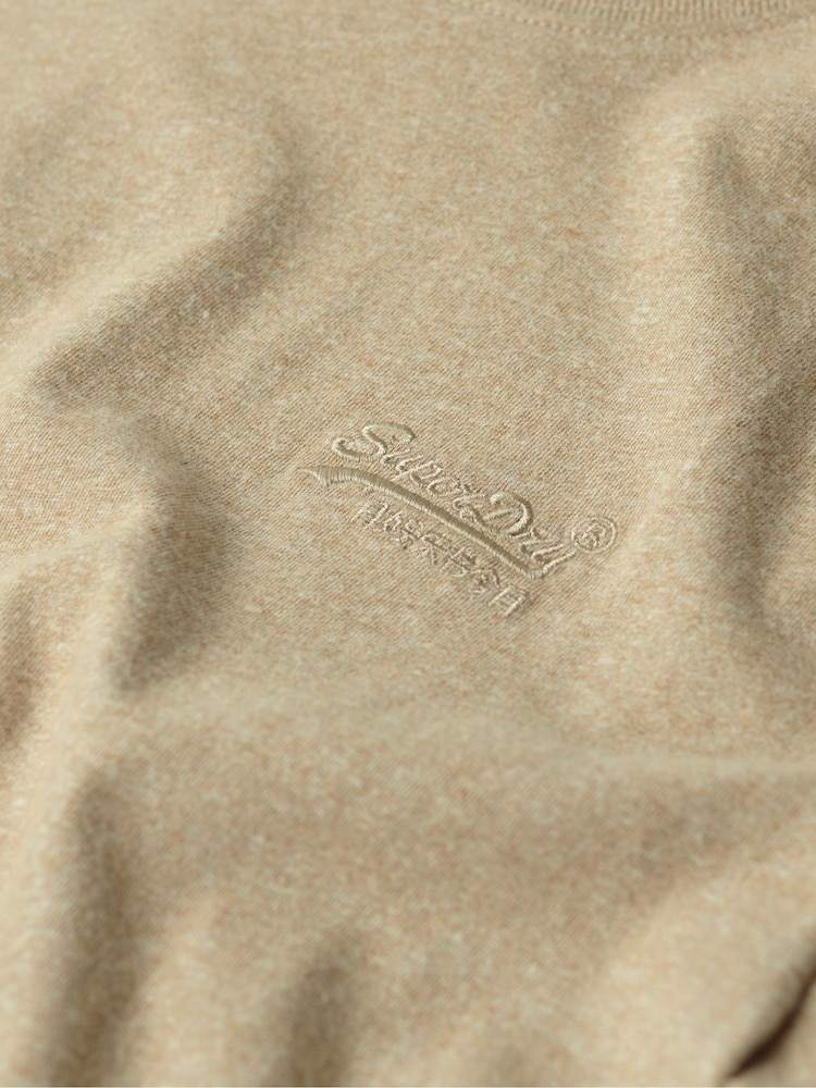 Superdry Tan Brown Marl Essential Logo Embroidery T-Shirt - Image 6 of 6 Superdry Tan Brown Marl Essential Logo Embroidery T-Shirt - Image 6 of 6