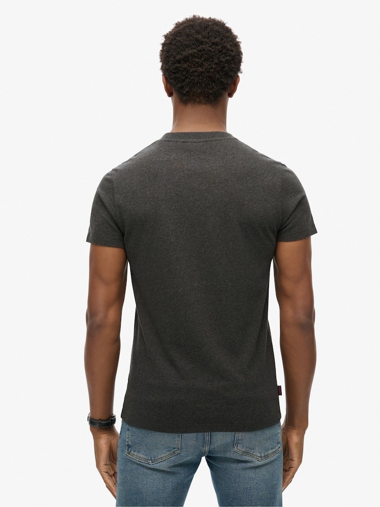 Superdry Raven Black Marl Essential Logo Embroidery T-Shirt - Image 2 of 6