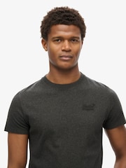 Superdry Raven Black Marl Essential Logo Embroidery T-Shirt - Image 4 of 6