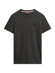 Superdry Raven Black Marl Essential Logo Embroidery T-Shirt - Image 5 of 6