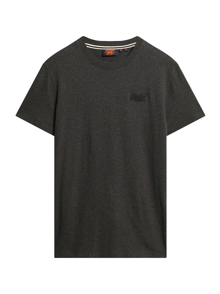 Superdry Raven Black Marl Essential Logo Embroidery T-Shirt - Image 5 of 6