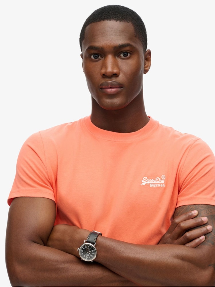 Superdry Sunburst Coral Essential Logo Embroidery T-Shirt - Image 3 of 7