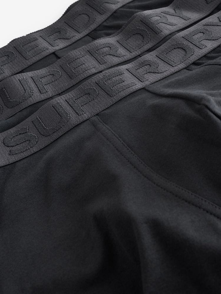 Superdry Black Logo Triple 100% Cotton Boxers 3 Pack - Image 7 of 7 Superdry Black Logo Triple 100% Cotton Boxers 3 Pack - Image 7 of 7