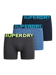 Superdry Navy Blue Stripe Logo Boxer Triple Pack - Image 1 of 8