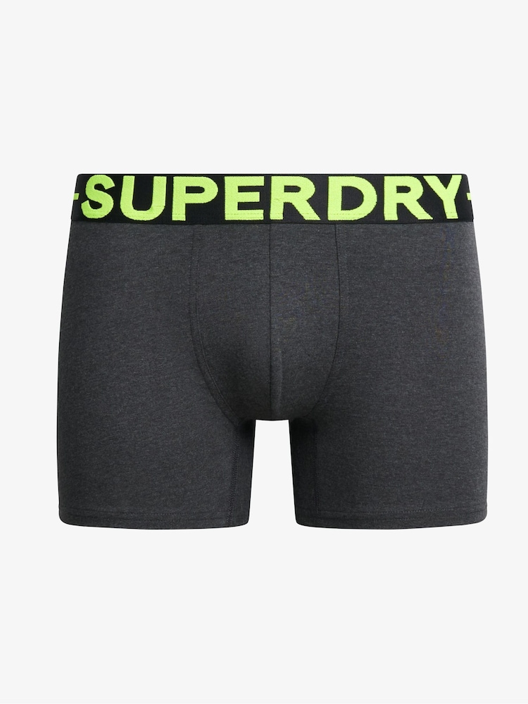 Superdry Navy Blue Stripe Logo Triple 100% Cotton Boxers 3 Pack - Image 7 of 7