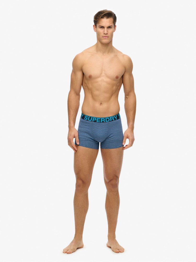 Superdry Navy Blue Stripe Logo Boxer Triple Pack - Image 8 of 8