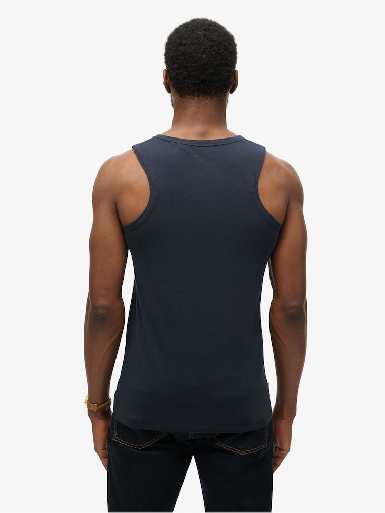 Superdry Eclipse Navy Essential Logo Slim Fit Vest Top - Image 2 of 6