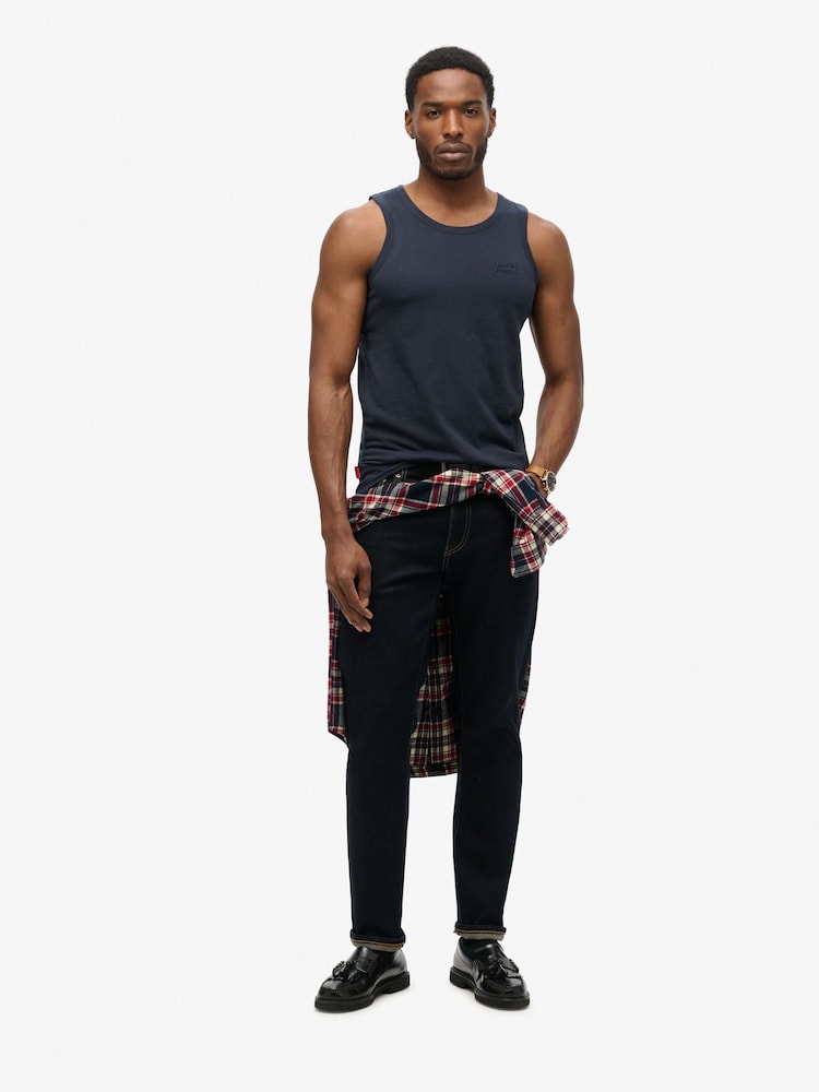Superdry Eclipse Navy Essential Logo Slim Fit Vest Top - Image 3 of 6