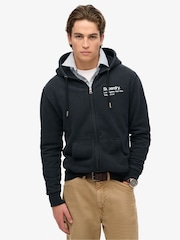 Superdry Black Core Logo City Loose Fit Zip Hood - Image 1 of 5