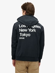 Superdry Black Core Logo City Loose Fit Zip Hood - Image 2 of 5