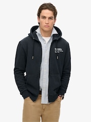 Superdry Black Core Logo City Loose Fit Zip Hood - Image 4 of 5