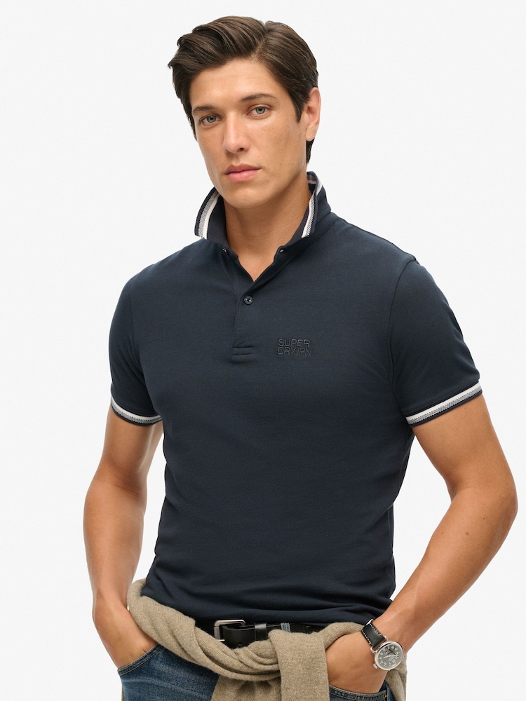 Темно-синий Eclipse - Футболка-поло свободного кроя с контрастной отделкой Superdry Sportswear - Изображение 1 из 6