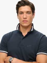 Темно-синий Eclipse - Футболка-поло свободного кроя с контрастной отделкой Superdry Sportswear - Изображение 3 из 6