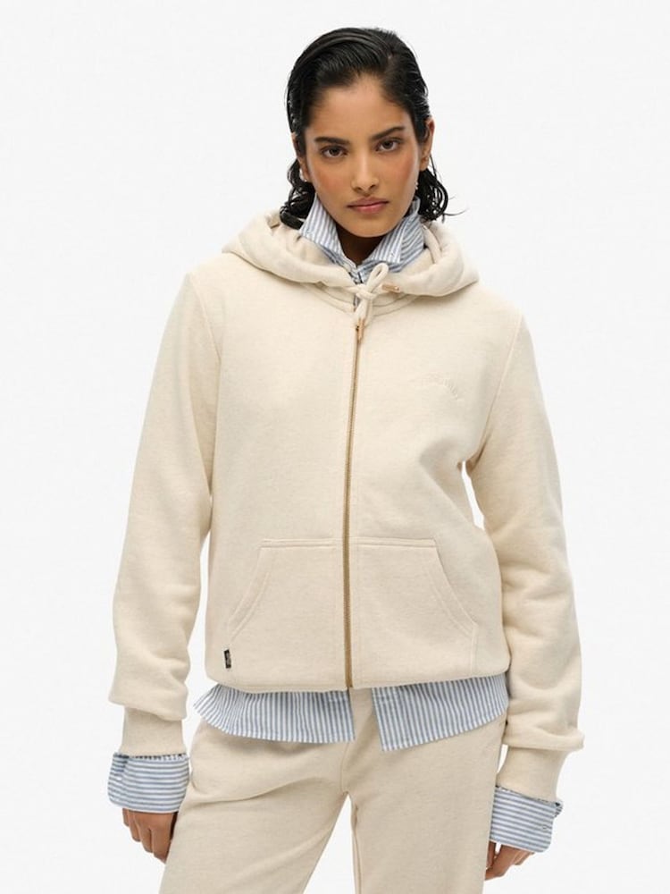 Superdry Cream Essential Logo Zip Hoodie - Image 1 of 1