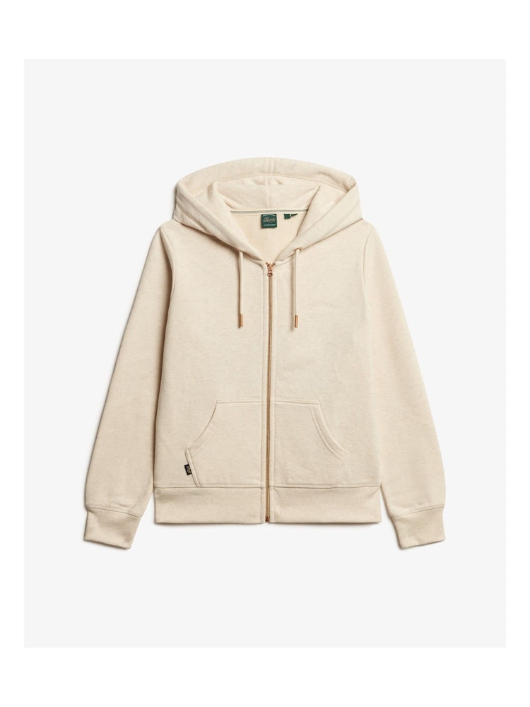 Superdry Cream Essential Logo Zip Hoodie - Image 4 of 5