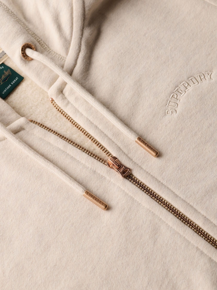 Superdry Cream Essential Logo Zip Hoodie - Image 5 of 5