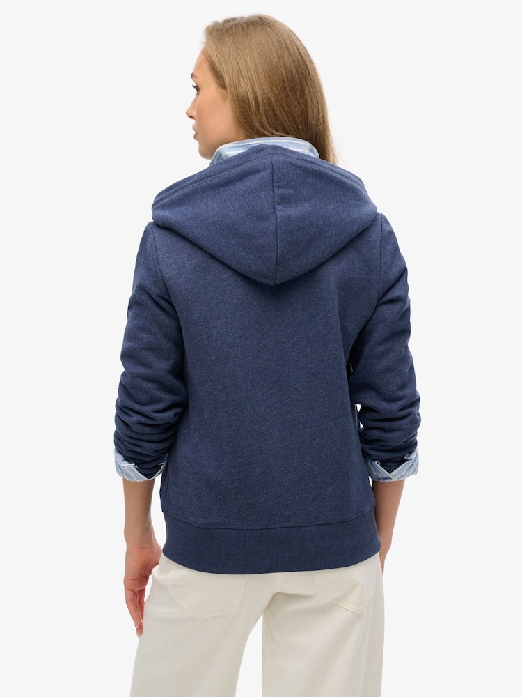 Superdry Blue Essential Logo Zip Hoodie - Image 2 of 6
