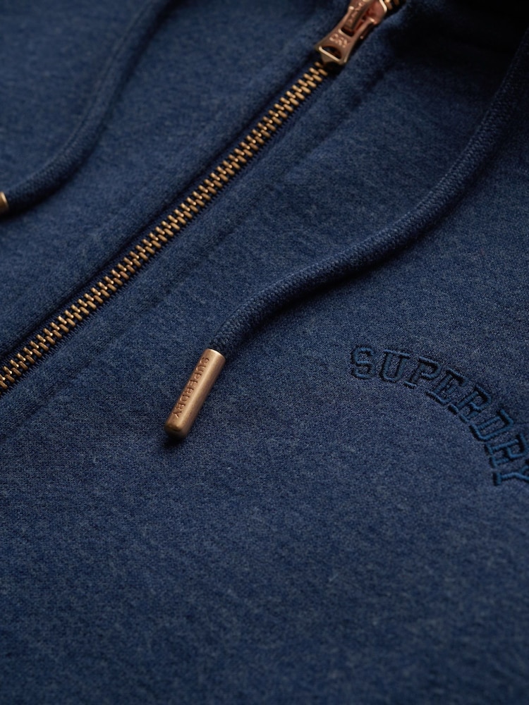 Superdry Blue Essential Logo Zip Hoodie - Image 6 of 6