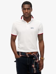 Блестящий белый - Футболка-поло свободного кроя с контрастной отделкой Superdry Sportswear - Image 1 of 6