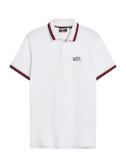 Блестящий белый - Футболка-поло свободного кроя с контрастной отделкой Superdry Sportswear - Image 5 of 6