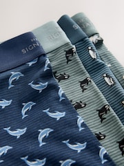 Blue Winter Animal Pattern 4 pack Signature A-Fronts Boxers - Image 8 of 8