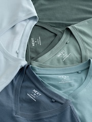 Blue Regular Fit 100% Cotton V-Neck Layering T-Shirts 5 Pack - Image 13 of 13